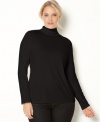 Charter Club's long sleeve plus size top is an ideal layering piece for jackets and cardigans. (Clearance)