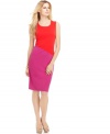 Bold, colorblocked hues add extra oomph to this sheath by Jones New York. Pair with nude heels for an office-ready ensemble that works overtime after hours.