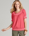 A pretty peasant top makes any outfit pop! You can wear Style&co.'s version all year round.