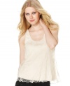 A delicate floral lace adds feminine flair to this Kensie tank -- a sweet summer topper!