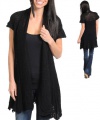 G2 Fashion Square Cable Knit Short Sleeves Long Cardigan