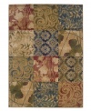 Distressed artwork is pieced together in an attractive, rich spectrum of fine colors upon this Yorkville area rug. Its low pile height and ultra soft hand offer a refined finish to any style decor. (Clearance)