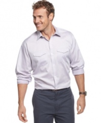 An easy match. From dress pants to jeans, this shirt from Calvin Klein makes looking good simple.