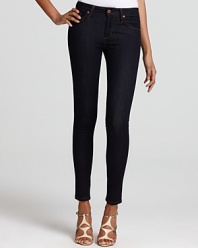 An ultra-dark wash elevates these streamlined James Jeans skinny jeans to next-level chic.