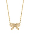 18K gold vermeil and cubic zirconia are all wrapped up in a pretty bow on this feminine-fabulous necklace from Crislu.
