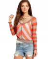 Bright chevron stripes make this sheer Free People sweater a hot layering piece for summer -- perfect for adding on-trend texture to any outfit!