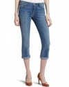 7 For All Mankind Women's The Skinny Crop And Roll Jean in Distressed Azul