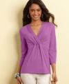 Irresistible style at an amazing everyday price: Charter Club's stretch cotton top with a flattering crossover neckline.