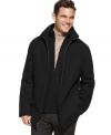 Driving around or out on the town, the classic outerwear silhouette of this Calvin Klein plush wool-blend car coat will keep you handsomely warm all season long.