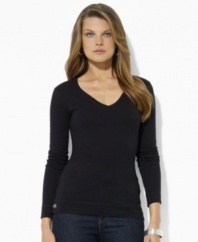 Lauren Jeans Co.'s long-sleeved tee is rendered in lightweight cotton jersey with a chic V-neckline for a timeless look.