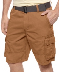 Comfort and convenience? Check! These belted cargo shorts from Club Room keep you feeling good and are perfect for extra storage and everyday excursions.