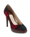 These platform pumps are double the fun, with a layered sole that elevates them to new heights. Plaid uppers are perfect for Anglophiles; from Cole Haan.
