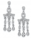 Eliot Danori will make your next occasion special with these dazzling chandelier earrings. Crafted in rhodium-plated mixed metal with three drops embellished with sparkling crystals. Approximate drop: 1-1/4 inches.
