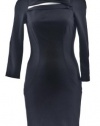 Diane von Furstenberg Black Wool Blend Cutout-Neck Slashed Arita Cocktail Dress