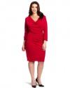 DKNYC Women's Plus-Size Matter Short Sleeve Cowl Neck Dress