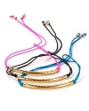 Tie on something bright with this set of colorful nylon string bracelets from Vanessa Mooney, accented by delicate brass nuggets.