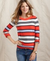 Sporty stripes and princess seams lend a cute girl-meets-boy vibe to this Tommy Hilfiger sweater. Pair it with anything from cuffed jeans to khaki shorts!