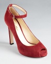 Classic and ladylike, Max Mara's Anita ankle strap pumps are rendered in soft suede.