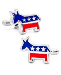 Rep your party proud with these left-minded enamel donkey cufflinks from Cufflinks Inc.