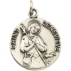 Genuine IceCarats Designer Jewelry Gift Sterling Silver St. Genevieve Medal W/18 Chai. 18.00 Mm;P;St. Genevieve Medal With 18.00 Inch Chain St. Genevieve Medal W/18 Chai In Sterling Silver