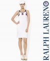 An essential Ralph Lauren tank dress in fine-ribbed combed cotton is accented with bold country detailing in celebration of Team USA's participation in the 2012 Olympic Games.