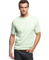 Add some texture. Upgrade your casual style with this sleek ribbed t-shirt from John Ashford.