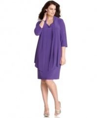 Jones New York makes getting dressed easy with this fluid and flattering plus size layered look dress.