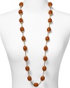 RJ Graziano channels '40s chic with this heirloom-haute beaded necklace. Egg-shaped caramel beads capped with gold tone hardware blend elegantly with a range of looks.