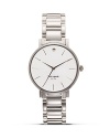 Take a citified approach to accessorizing with this bracelet watch from kate spade new york. Its round design is city chic, while the mother-of-pearl face is oh so sophisticated.