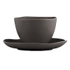 Featuring an organic shape and a matte glaze finish, this bowl and saucer are thoroughly modern and impart natural sophistication.