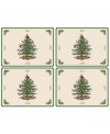 Bring Spode's iconic holiday pattern to your casual table in a fresh new way with sturdy, cork-back Christmas Tree placemats.