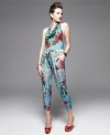 An irreverent print makes these Neon cropped harem pants a bold pick for a fashion-forward look!