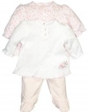 Little Me Baby-Girls Newborn Sweet 3 Piece Pant Set, Pink Multi, 6 Months