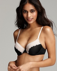 An elegant demi bra with underwire cups and tonal floral lace trim. Style #F3307