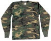 Kids Long Sleeve Woodland Camouflage T-Shirt LARGE