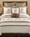 Beach beauty. Embroidered palm trees, clean lines and pleat details invite sophistication into your home with the Montego Bay comforter set. Featuring clean, soothing shades for year-round style.