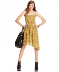 A sloping hem plus a tribal-icious print makes this day dress from Material Girl a chic pick for hot days!
