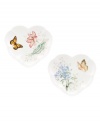 The whimsical butterflies and blooms of Butterfly Meadow dinnerware grace these darling heart-shaped party plates, an irresistible way to serve hors devours and dessert. Qualifies for Rebate