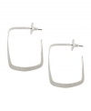 Simple hoops with an element of intrigue. Jessica Simpson's hoop earrings feature a modern square shape for a look that is truly unique. Crafted in worn silver tone mixed metal. Approximate drop: 2-1/2 inches.