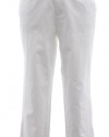Michael Kors Optic White Cotton Stretch Zip Leg Cropped Pant