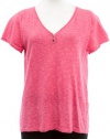 Eileen Fisher Rose Linen Cotton Slub V-Neck Boxy Short Sleeve Shirt Top