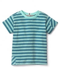Pearls & Popcorn Infant Boys' Striped Patch Tee - Sizes 12-36 Months