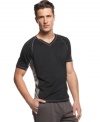 Incorporate your active life into your casual style with this sporty v-neck t-shirt from INC International Concepts.