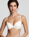 A padded underwire bra with lace accents on front and along wings for a voluptuous and stylish silhouette.