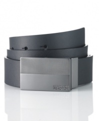 With a statement plaque buckle, this Kenneth Cole Reaction belt is the right finishing touch on any outfit.