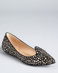 In an abstract print, Belle by Sigerson Morrison's smoking flats showcase the brand's unmistakable silhouette.