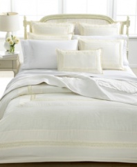 Unwind with L'erba's Serene duvet cover, featuring luxurious satin accents and intricate pleating. Reverses to solid; hidden button closure.