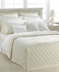 Diamond quilting in soft cotton brings to mind the elegance of vintage bedding in this Lauren by Ralph Lauren's quilted coverlet. Featuring a paneled drop with split corners and button detailing and a channeled hem.