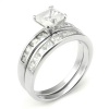 Sterling Silver Cubic Zirconia 2.8 Carat tw Princess Cut CZ Wedding Engagement Ring Set, Nickel Free