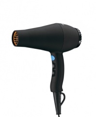 Take your hair from damp to divine! The Carrera 2 Ceramic Ionic hair dryer generates negative ions to break up water molecules and leave hair shiny, silky and more manageable in less time. Also boasts an extra-narrow concentrator nozzle, removable filter, instant cool-shot button and soft-touch rubberized surface.